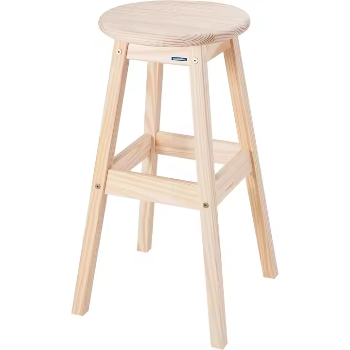 Tramontina Bar con reposapiés, Altura 70,8 cm, Mara Pino certificada, mostrador, Silla Bar, Natural - 1