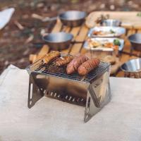 Parrilla de camping desmontable con bolsa de iluminación, estufa tipo caja plegable, mini estufa de cocina de acero inoxidable para senderismo al aire libre - details 0