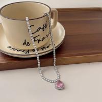 Collar con colgante de corazón rosa para mujer, joyería de piedra lunar de cristal, joyería - details 2