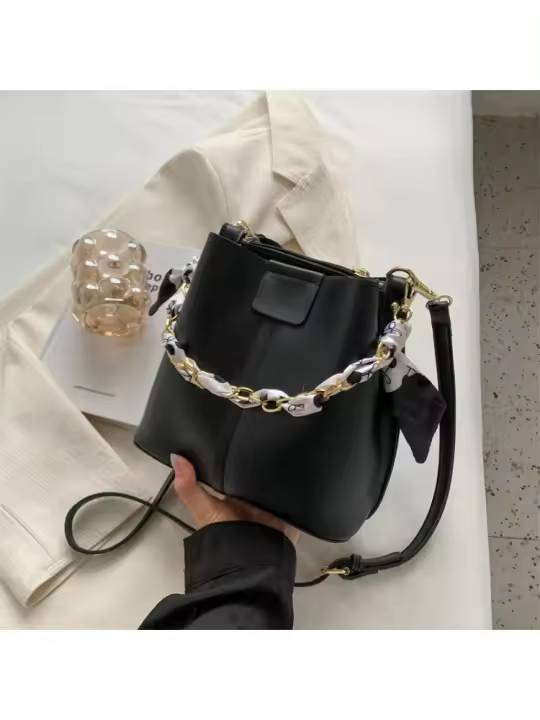 Bolso de Hombro para Mujer Viajera Impermeable, Bolso de Cuerda PU para Compras Universitarias - 1
