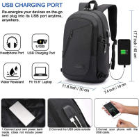 Mochila para laptop antirrobo Mochila de viaje de negocios con bloqueo de puerto USB - details 1