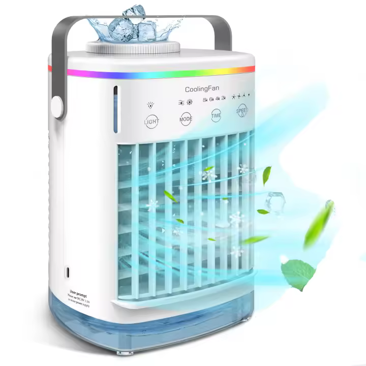 Aire acondicionado portátil, mini-ventilador de refrigeración, humidificador de Agua helada with USB de 700ml, Viento Fuerte para dormitorio y Hogar - 1