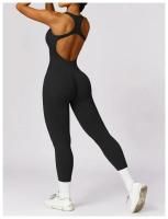 Traje de Yoga sin Costuras Bodysuit de Exercicio Adelgazante Material de Nylon Patrón Sólido - details 31