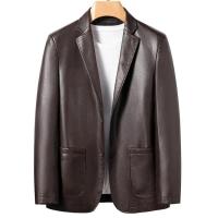 Chaqueta de cuero para traje de hombre de alta calidad, abrigo de cuero de moda para otoño e invierno, nuevo traje pequeño informal, chaqueta de cuero para hombre - details 3