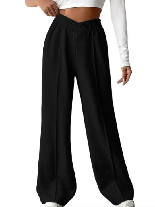 Pantalones de pierna ancha de cintura alta para mujer Estética original elegante y elegante - 1