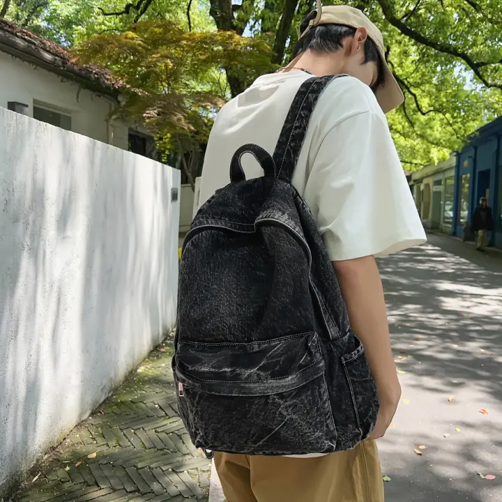 Mochila de lona de gran capacidad de inspiración vintage para hombre con correas ajustables: ligera, duradera y elegante para uso diario - 1