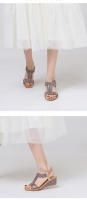 Sandalias de cuña para mujer, verano 2025, nuevo estilo, modernas y cómodas, con banda elástica, zapatos romanos con temperamento. - details 2