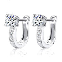 Pendientes de aro para mujer, Plata de Ley 925, estrellas brillantes en forma de U, Luna y pendientes de aro en forma de corazón para mujer, pendientes, regalos de joyería - details 0