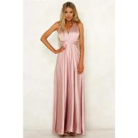 Vestido largo de seda de Color sólido profundo de Amazon, vestido de noche sin mangas de nuevo estilo de verano para mujer para banquetes - details 17