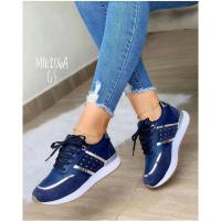 Zapatillas de deporte con plataforma para mujer, zapatos para correr al aire libre vulcanizados cómodos de moda con retazos de cuero informales, - details 2