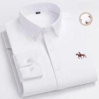 hombre manga larga ropa hombre S~7XL 100% algodón puro Camisa giratoria Oxford de manga larga para hombre Ocio de negocios Bolsillo bordado Slim Fit Estilo de botón Suave Med - details 13