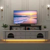 Mueble de TV para TV de 32-60",Mesa Televisión Estrecha con 2 balda,Doble Pantalla de Escritorio de Oficina,Mueble de TV para Hogar,Dormitorio,Sala de Estar,Negro Greige TVT002YB - details 1