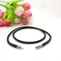 Collar de cordón de cuero negro, cadena de encaje de cuerda de cera con cierre giratorio de acero inoxidable para collares DIY, joyería - details 2