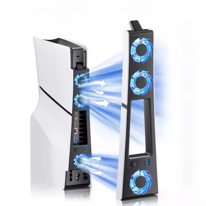 Ventilador externo para PS5 Slim Disc consola digital ventilador de refrigeración LED + USB 3.0 - 1