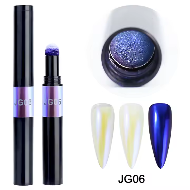 NAILCO-pluma de polvo de espejo para uñas, brillo metálico, decoraciones de Color, arte de uñas, efecto camaleón, pigmento de cromo láser - 1
