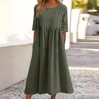Vestido de verano de manga corta para mujer, vestidos holgados con cuello redondo - details 2