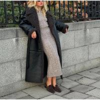 Chaqueta Larga de Lana de Oveja con Detalles de Parche Abrigo de Invierno Cálido con Cinturón y Bolsillo Moda Callejera Femenina 2024 - details 20