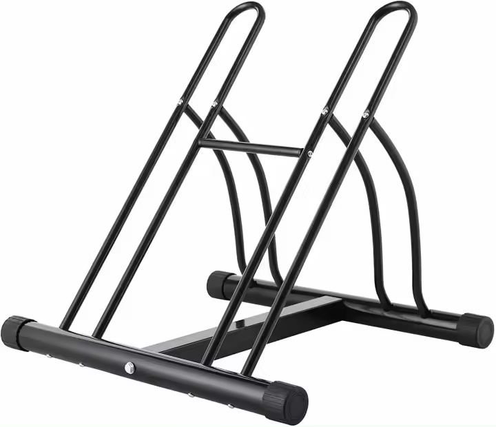 Soporte de estacionamiento para suelo de bicicleta, almacenamiento de ciclo, soporte de bloqueo, soporte de 2 bicicletas para almacenamiento con diseño Reversible, estante para bicicleta - 1