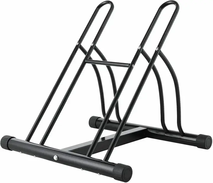 Soporte de estacionamiento para suelo de bicicleta, almacenamiento de ciclo, soporte de bloqueo, soporte de 2 bicicletas para almacenamiento con diseño Reversible, estante para bicicleta - 1