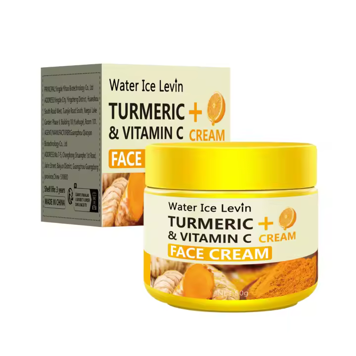 Crema antienvejecimiento de cúrcuma y vitamina C, crema hidratante antiarrugas de colágeno y ácido hialurónico, Cosméticos para el cuidado de la piel, 50g - 1