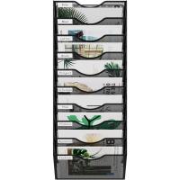 Organizador de Archivos Portafolletos de Pared y Revistero Soporte para Documentos A4 con Etiquetas Metal,Negro - details 2