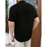 Temu Shein Cárdigan suelto para hombre Camisa de manga corta informal de color sólido - details 6