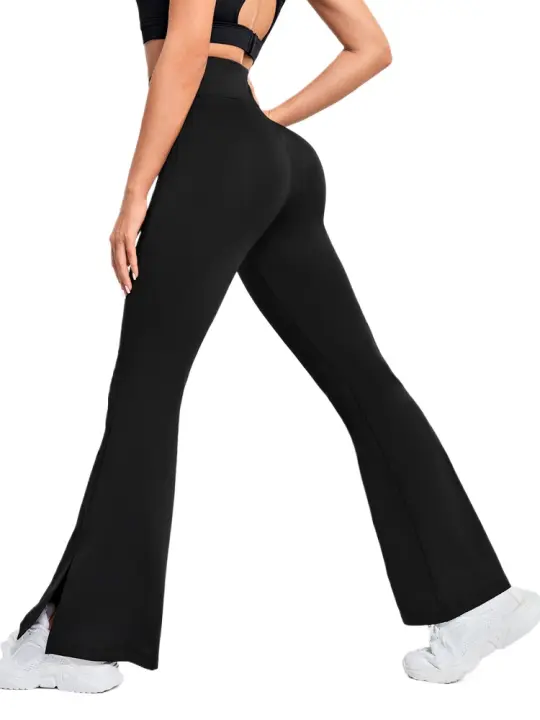 Mallas acampanadas de cintura alta para mujer, pantalones deportivos de secado rápido, pantalones de pierna ancha, pantalones de ejercicio para correr, Yoga, Pilates, gimnasio, ropa deportiva - 1