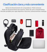 Mochila minimalista para hombre, mochila para ordenador de 15,6 pulgadas, almacenamiento multicapa, con interfaz USB - details 2