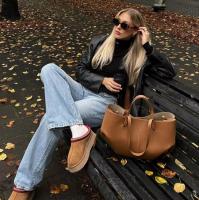 Solid color tote bag for women cow leather material underarm bag fashion so - details 6
