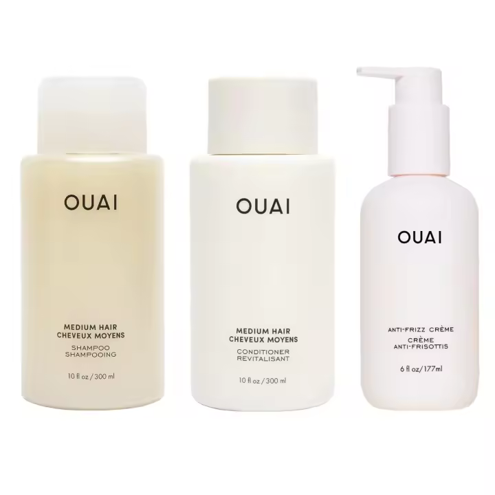 Paquete de cabello medio OUAI: crema antifrizz, champú y acondicionador (paquete de 3: 6 oz/10 oz) - 1