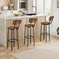 Taburetes de Bar con Respaldo, Taburete con Reposapiés, Silla Alta para Cocina, Salón, Bar, Patas - details 1