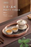 Apertura del horno Ru, tres talentos, cubrir, hacer, cubrir el juego de kung fu nutritivo para el hogar, hacer cerámica, tazón de té de alta gama - details 0