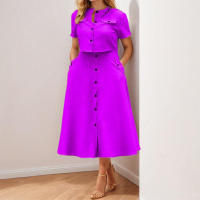 Conjunto de moda de primavera para mujer, elegante, de color sólido, informal, top corto y falda de botonadura sencilla - details 4