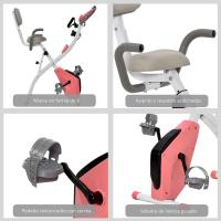 Bicicleta estática plegable regulable en altura, resistencia magnética ajustable, bicicleta de ejercicio con pantalla LCD y asiento con respaldo, sensor de pulso, 105x48x118 cm - details 29