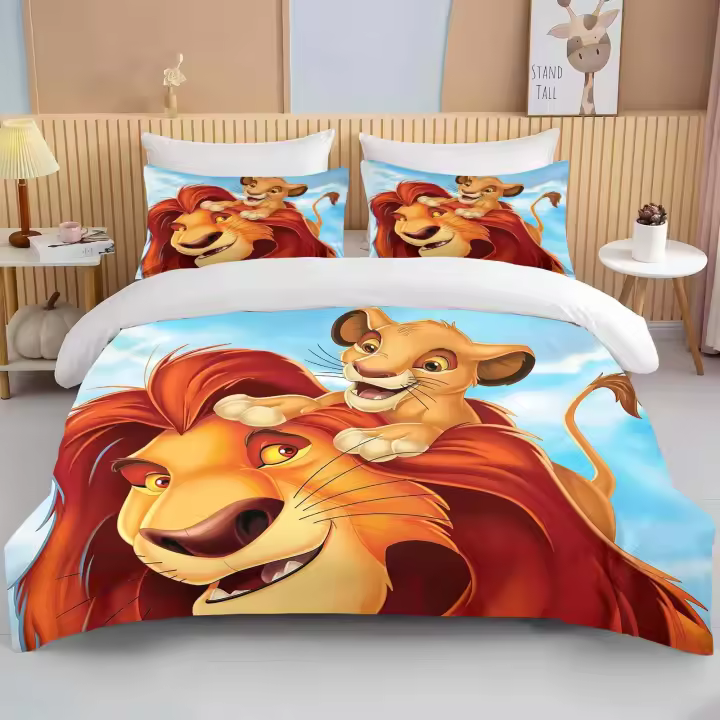 Juego de Ropa de Cama de Estampado 3D del Rey Leon Funda de Almohada de Dibujos Animados - 1