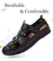 Sandalias planas informales de cuero genuino para hombre, calzado de playa romano, zapatillas de deporte masculinas, zapatos de cuña baja, talla grande 38-48, novedad de verano - details 4