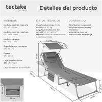 Tumbona de Jardín Exterior de Acero Tumbona Plegable con Reposacabezas, Parasol y Bolsillo Lateral - details 1