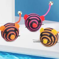 Juguete de nailon a rayas para gato, bola redonda de ratón con campana, juguete interactivo para masticar, productos para mascotas - details 2