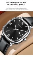 Reloj de Pulsera para Hombres de Moda Cuadrada Automático, Movimiento de Cuarzo, Diseño de Negocios Casual, Cuero Negro, Marca Premium - details 2