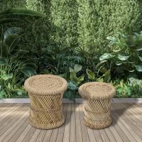 Juego de 2 taburetes de bambú, diámetro de 36 cm y 30 cm, ideal para jardín, terraza y balcón - details 6