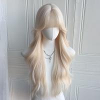 Peluca sintética con flequillo de aire para mujer, pelucas onduladas rizadas al agua para Cosplay de Halloween, cubierta completa para la cabeza, pelucas en capas naturales para fiesta - details 5