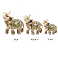 S M L Feng Shui latón Color resina elegante elefante tronco estatua riqueza suerte estatuilla decoración del hogar regalo - details 1