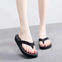 Zapatillas de mujer a la moda, zapatos ligeros y frescos para exteriores, chanclas planas antideslizantes negras, sandalias básicas para el hogar - details 4