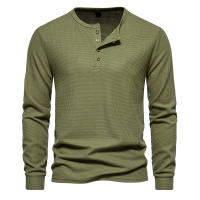 Camiseta de manga larga Henley para hombre, camisa básica transpirable con botones, informal, Color sólido, otoño - details 13