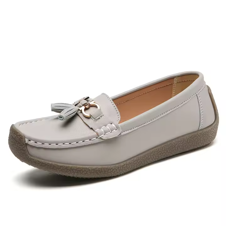 Mocasines de mujer sin cordones de cuero ballet planos cómodos zapatos planos - 1