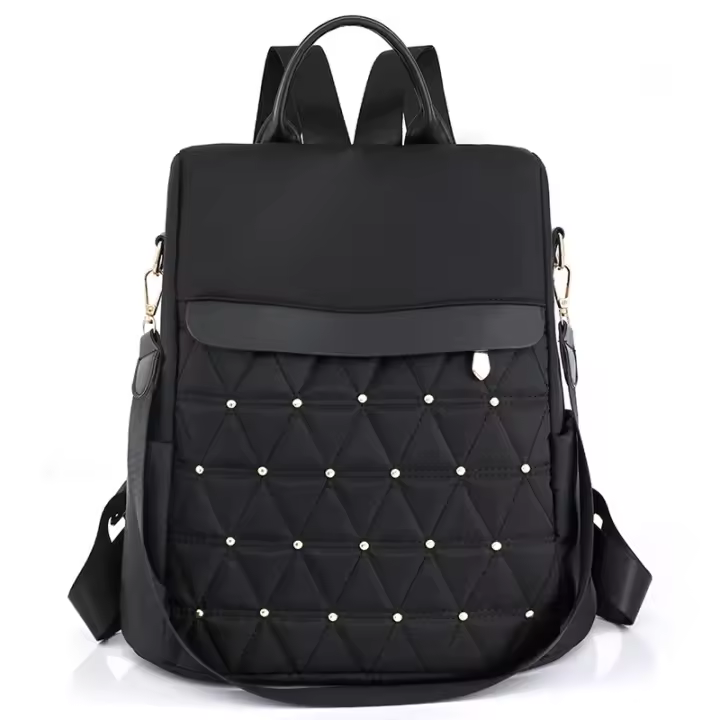 Mochila de nailon con remaches para mujer, mochila antirrobo de gran capacidad para niña, mochila de ocio multifuncional, 2023 - 1