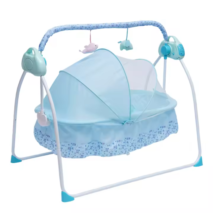 Cuna eléctrica portátil con Bluetooth para bebé, cuna mecedora, cama infantil - 1