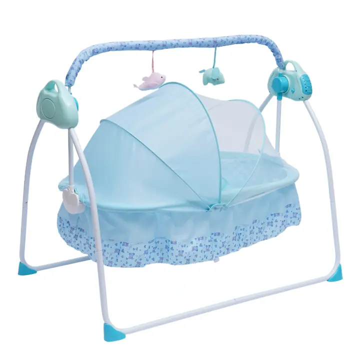 Cuna eléctrica portátil con Bluetooth para bebé, cuna mecedora, cama infantil - 1