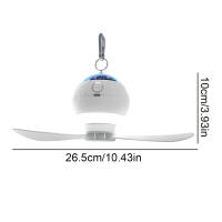 Ventilador de camping con linterna LED, ventilador de techo recargable para tienda de campaña, ventilador colgante portátil con control remoto y proyección, elementos esenciales para acampar para toldo, tienda de campaña, coche, RV, huracán, kit de superv - details 5