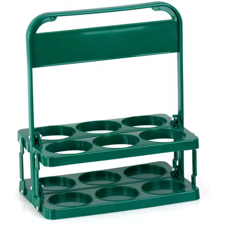 Portabotellas plegable de 6 agujeros, soporte portátil para tarros de cerveza, cesta para almacenamiento y organización de cocina - 1